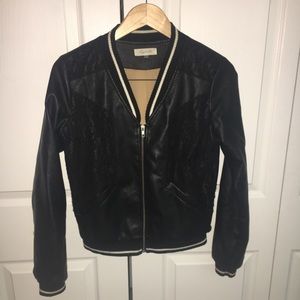 Leather bomber jacket